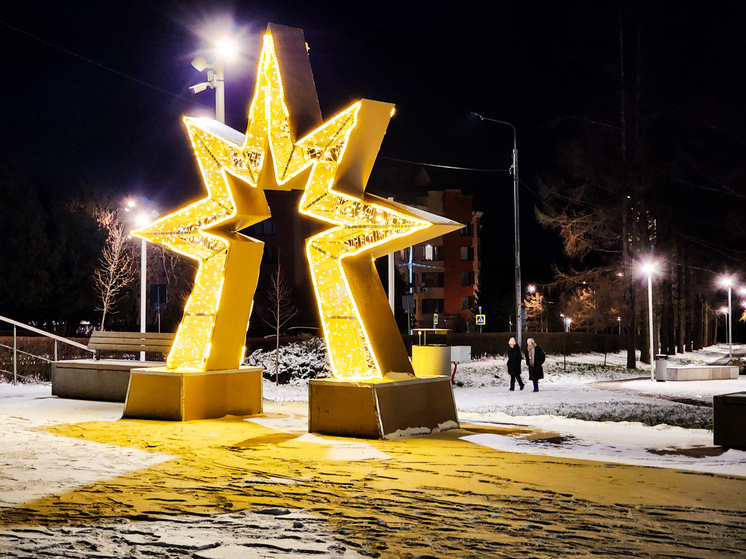 В Пущино зажгли золотую звезду у парка Победы