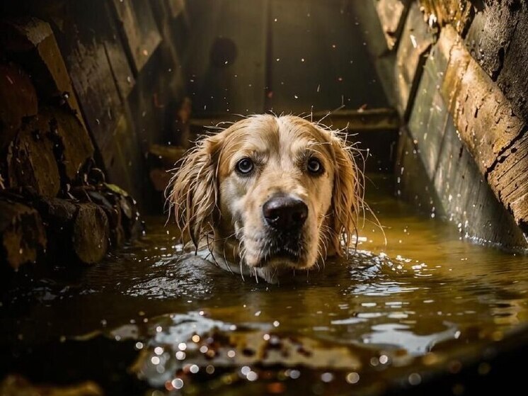 В колодец-убийцу провалилась дворняга в Воронеже на Урицкого