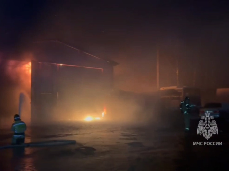 В Гатчине пожарные ликвидировали объемное горение в здании склада