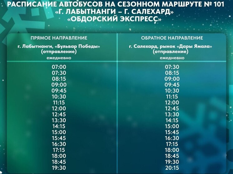 С запуском «Обдорского экспресса» завершил работу сезонный автобус № 8 в Лабытнанги