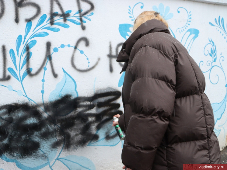 Во Владимире коммунальщики закрашивают рекламу наркотиков на стенах домов