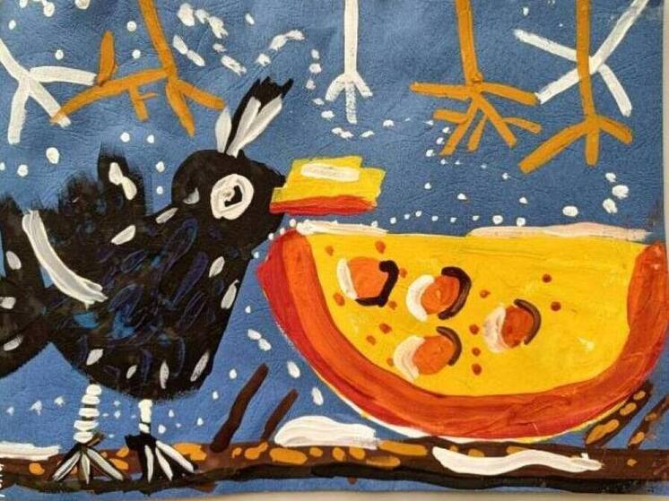 В серпуховской библиотеке нарисовали зимнюю сказку: ворона с сыром