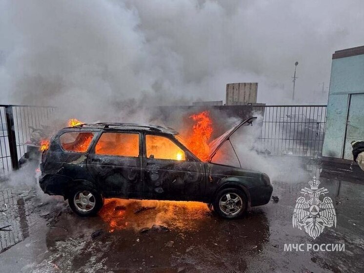 В центре Киришей сгорел легковой автомобиль