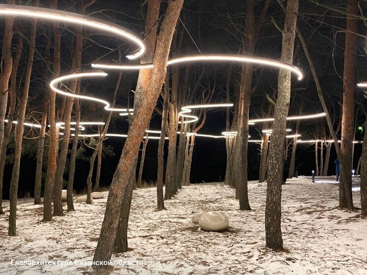 Спасскую набережную украсили подсветкой в виде изгибов Оки