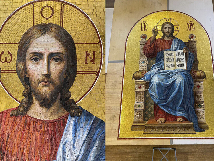 В Макеевке создали мозаичную икону Христа в древней византийской технике