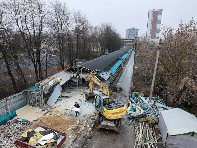 В Серпухове демонтируют незаконно построенный торговый ряд