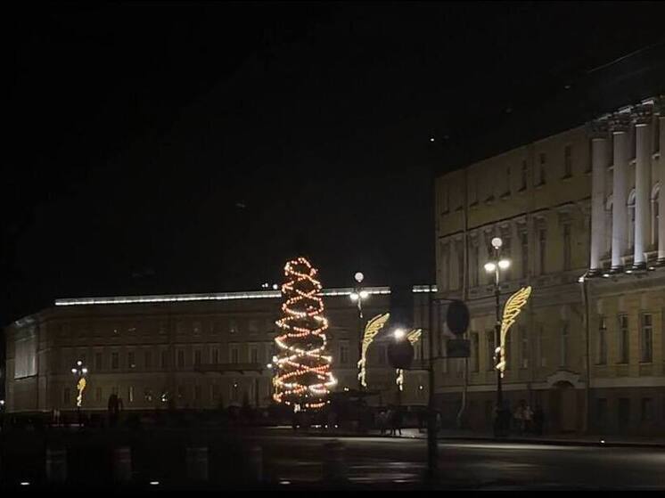 На главной ёлке Петербурга протестировали гирлянды перед официальным запуском
