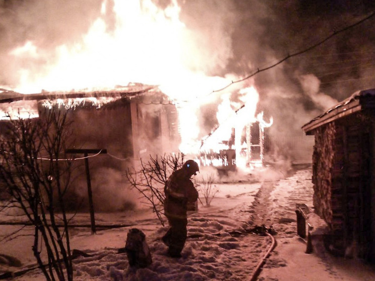 В Архангельской области пожар полностью уничтожил дом и унёс жизнь хозяина