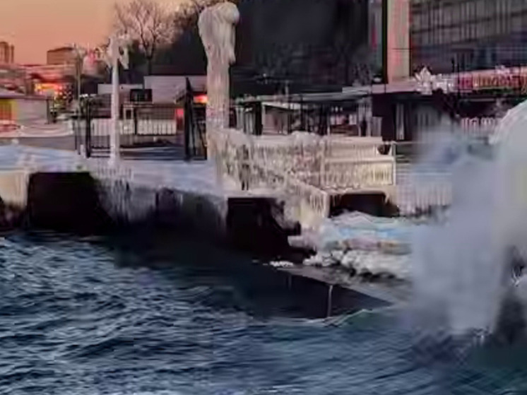 Ледяные изваяния покрыли Корабельную набережную Владивостока