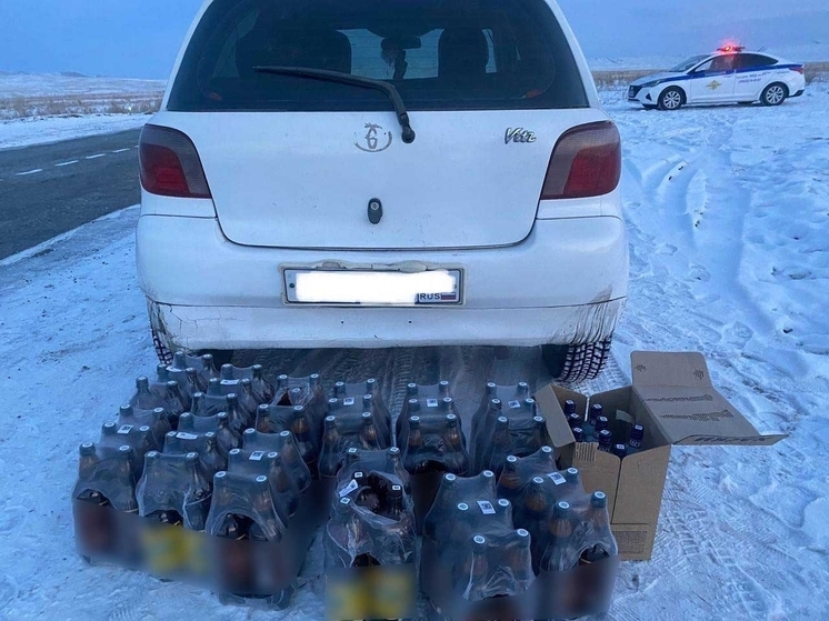  В Туве женщина без водительского удостоверения  перевозила в авто нелегальную алкогольную продукцию