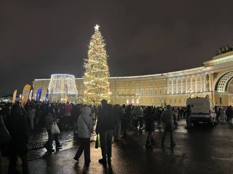 На Дворцовой площади Петербурга зажгли главную новогоднюю ёлку