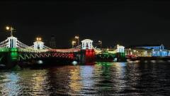 Светомузыка на Дворцовом мосту заставила петербуржцев толпиться у перил