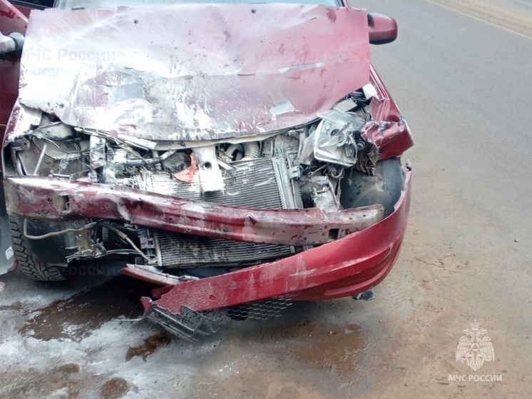 Под Козельском в ДТП вспыхнул автомобиль