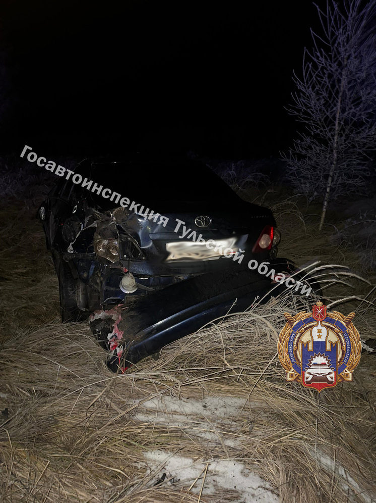 Под Алексином «Тойота» съехала в кювет и перевернулась