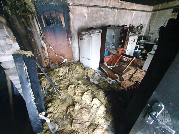 В поселке Марий Эл пожарные и внук спасли бабушку из горящего дома