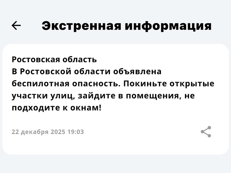 На Дону объявлена беспилотная опасность