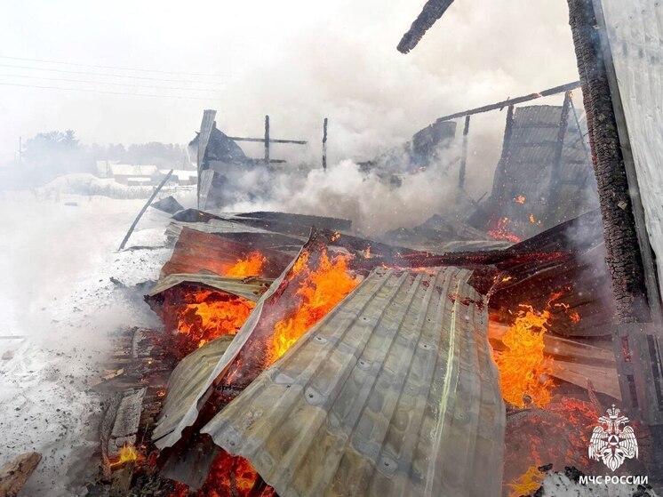 Пожар в селе Семёновка Зырянского района уничтожил гараж на 90 кв метрах