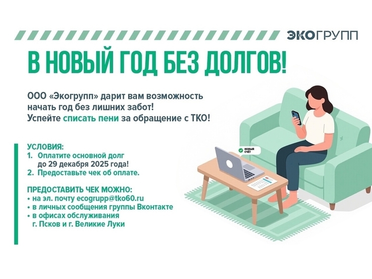 Без долгов и забот в Новый год: псковичи могут списать пени за обращение с ТКО