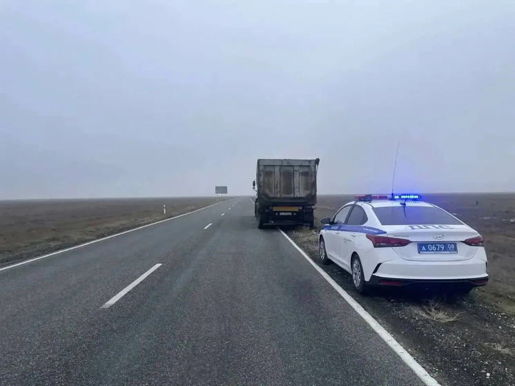 Госавтоинспекторы Калмыкии оказали помощь водителю большегруза