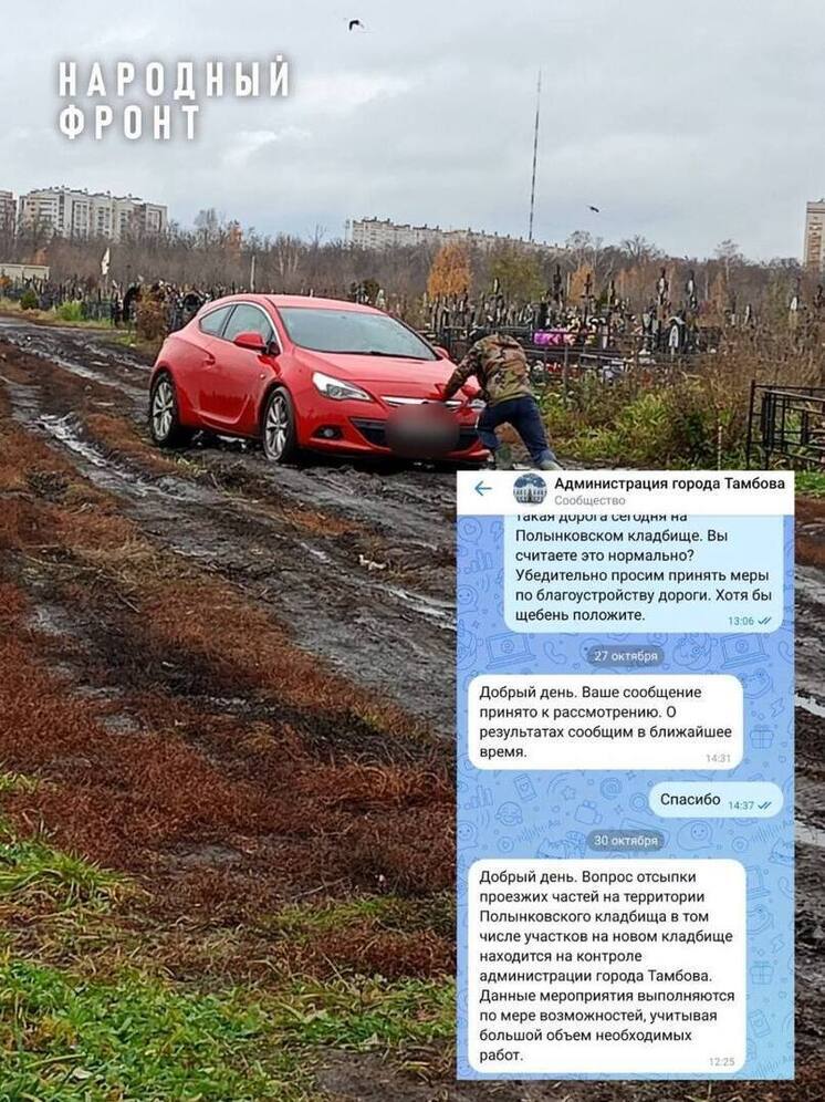 Тамбовчане требуют привести в порядок разрушающиеся дороги на Полынковском кладбище