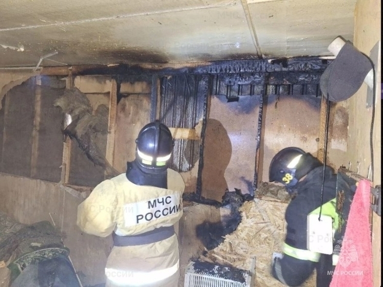 В Орловской области огонь повредил металлический вагончик