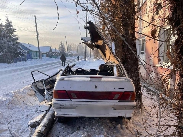 В Туве водитель легковушки врезался в столб линии электропередач и погиб, в  крайне тяжелом состоянии мать с малолетним ребенком