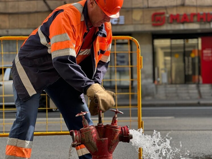 Вода из пожарного гидранта затопила проезжую часть в Шушарах