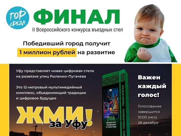 Уфа вышла в финал II всероссийского конкурса въездных стел