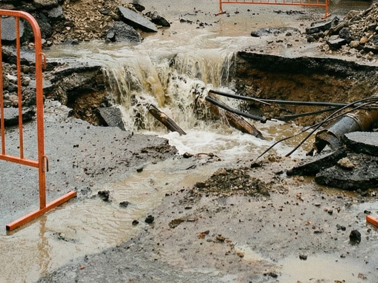 В центре Воронежа автомобиль провалился в яму из-за аварии
