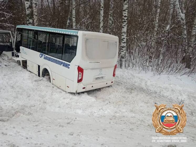 В Башкирии автобус с пассажирами съехал в кювет, протаранив дерево