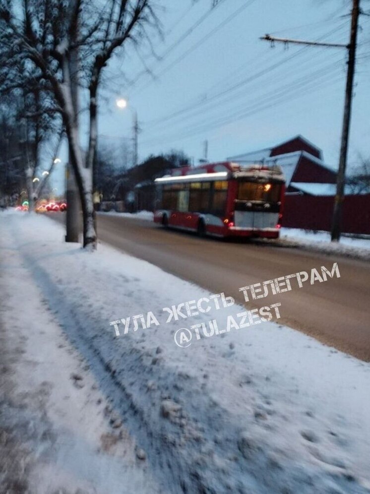 В Туле на улице Луначарского троллейбусы остановились из-за обрыва проводов