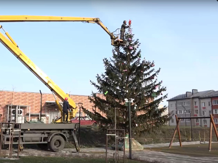 Новогоднее убранство Губкинского округа: живые ели украсили микрорайоны ИЖС