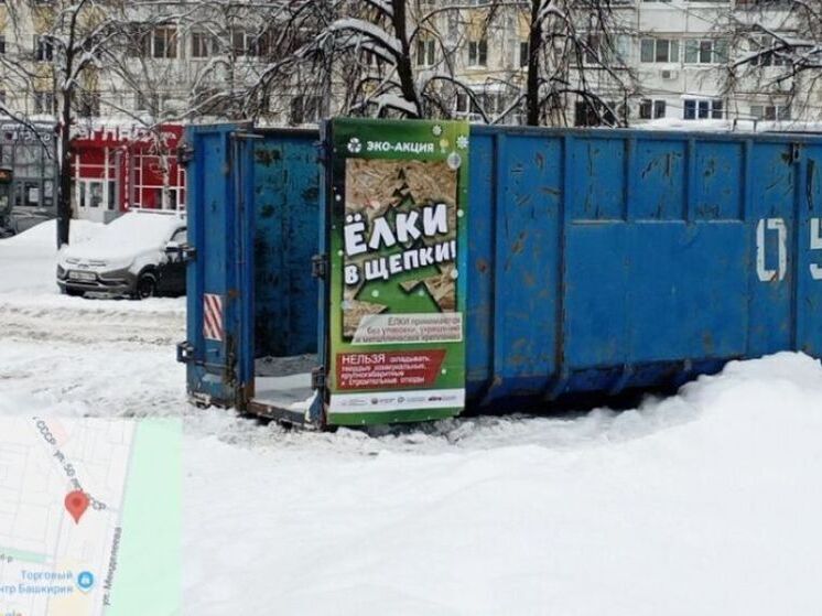 В Уфе появился первый контейнер для елок