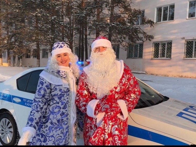 Дед Мороз и ГИБДД поздравили водителей Амурска с Новым годом