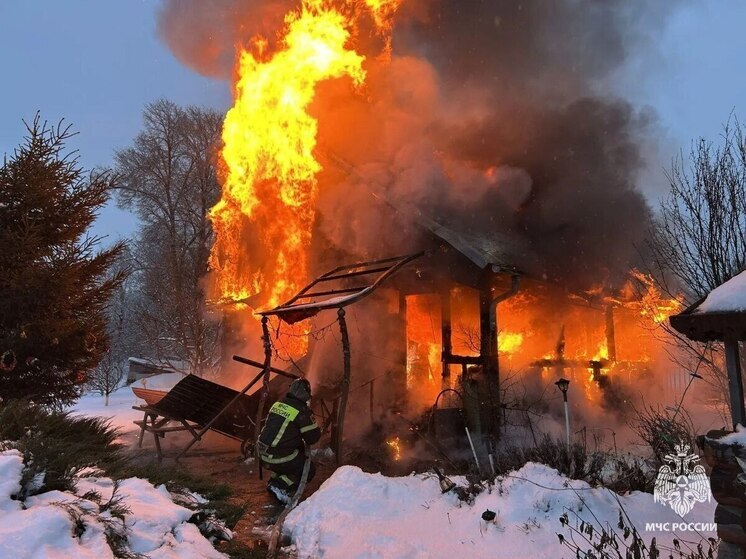 Пожар в неиспользуемом доме под Киреевском потребовал внимания 14 спасателей