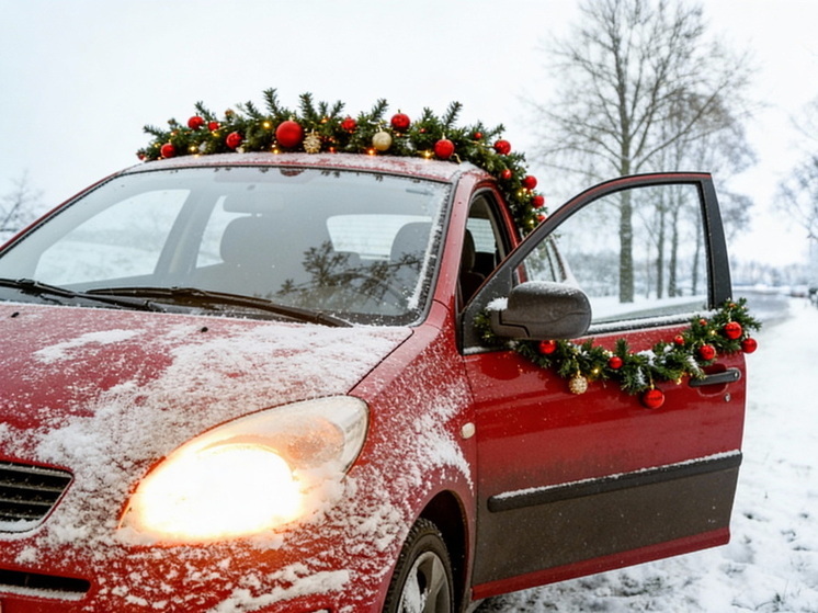 Новогодние гирлянды на машине могут стоить водительских прав