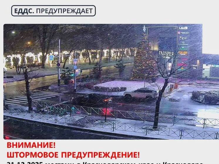 Штормовое предупреждение объявили в Краснодаре и крае из за мокрого снега 31 декабря