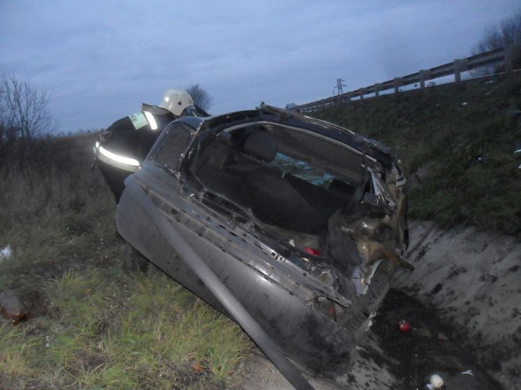 В Павловском районе Воронежской области автомобиль опрокинулся в кювет