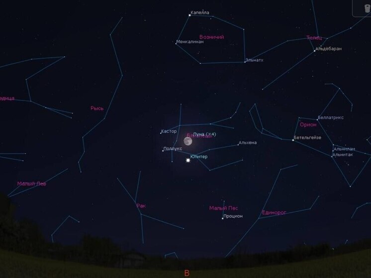 В ночь с 3 на 4 января Юпитер будет виден под Луной