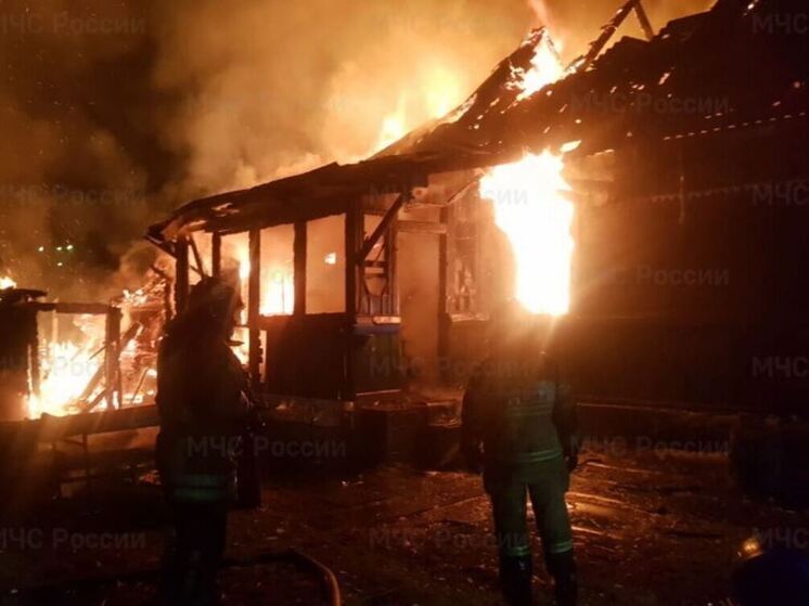 На окраине Выборга на территории садоводства сгорел дом