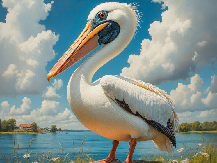 Жители села Круглое Азовского района спасли вмёрзшего в лед пеликана