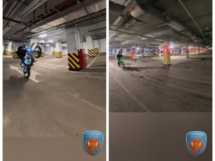 Два петербургских подростка устроили опасные мотогонки на подземном паркинге