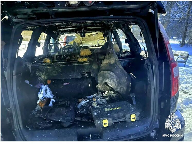 В Вязьме сгорел припаркованный кроссовер