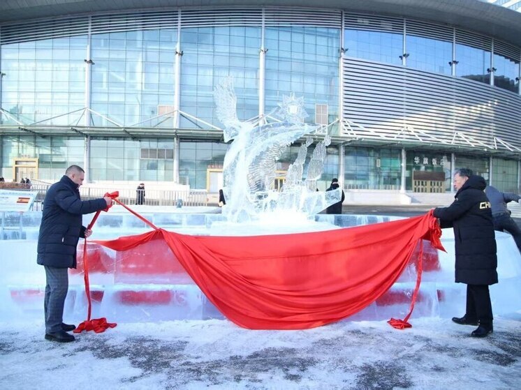 Делегация Мурманска открыла символ Арктики изо льда в Китае