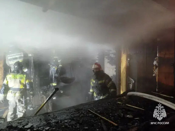 На Алтае огонь охватил баню на базе отдыха