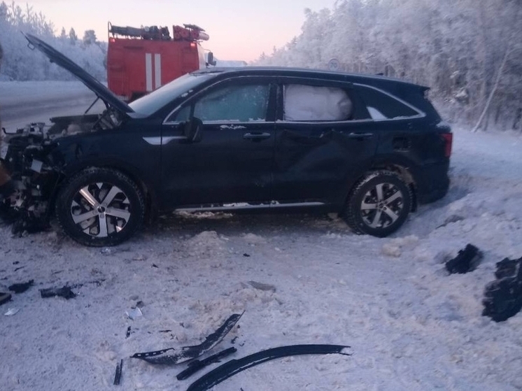 В районе Оленегорска перевернулся автомобиль Kia