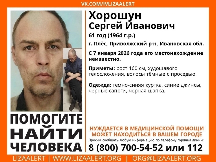 Нуждающийся в медпомощи пенсионер бесследно исчез в Плесе