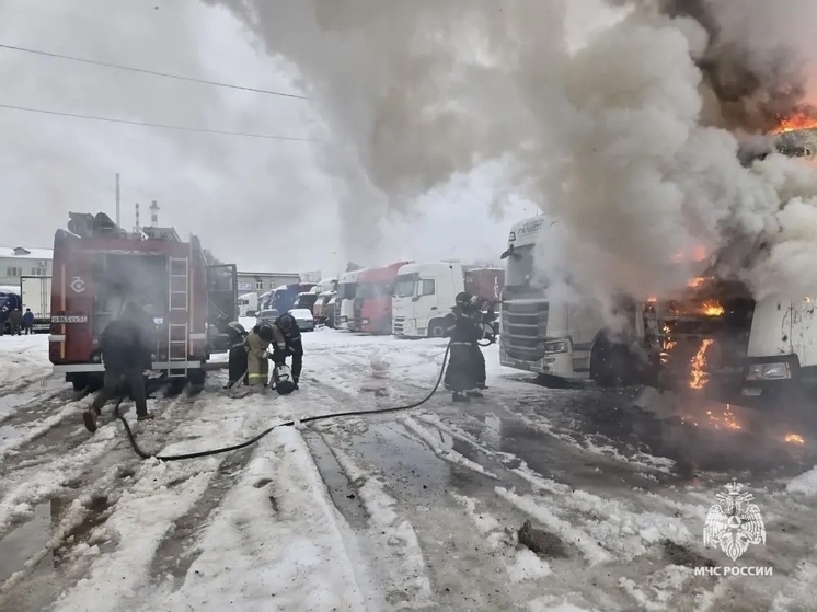В Орле при неизвестных обстоятельствах полыхал грузовик