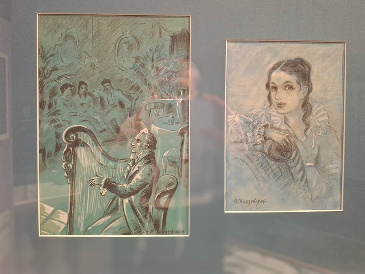 Дореволюционные открытки, иллюстрации к святочным эпизодам «Войны и мира» и копии рукописей с правками рукой Толстого