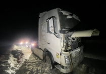 Вчера, 10 января, вечером на трассе «Кола» загорелась кабина тягача Volvo